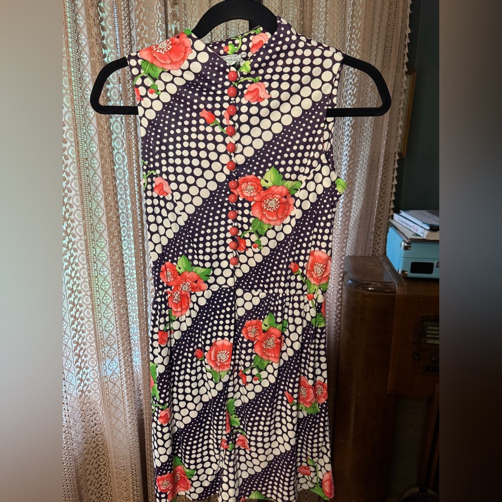 VTG Polka Dot and Floral Sleeveless Dress